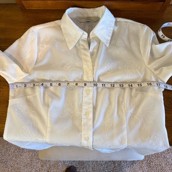 Penmans off white blouse 3/4 sleeves embroidered embellishment button up Size S - Picture 9 of 12